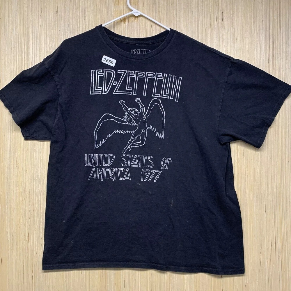 Led- Zeppelin Shirt Adult Extra Large Black Short Sleeve Men's Graphic Print